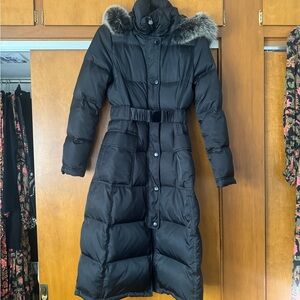 Shelli Segal down coat with fur hood size S
